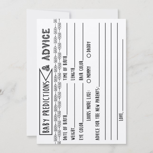 Baby Predictions & Advice Baby Shower Game Invitation (Front)