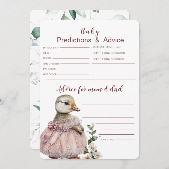  Baby Predictions & Advice Card | Baby Shower Game (Front/Back)