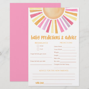 Baby predictions advice card sunshine girl boho