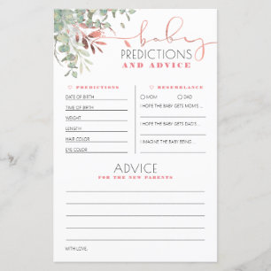 Baby Predictions and Advice Baby Shower Card