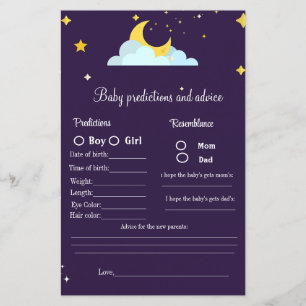 Baby predictions and advice baby shower game
