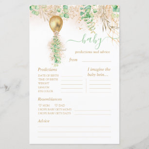 Baby Predictions and Advice Baby Shower Game