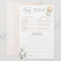 Baby Predictions and Advice Baby Shower Game