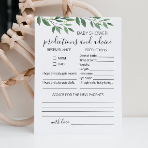 Baby Predictions and Advice Baby Shower Party Card
