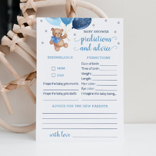 Baby Predictions and Advice Baby Shower Teddy Bear Invitation