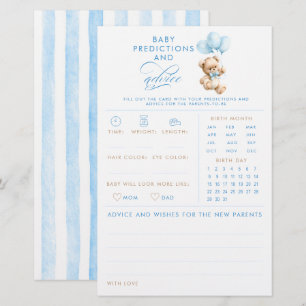 Baby Predictions and Advice Bear Baby Shower Game