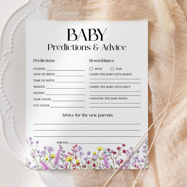 Baby Predictions and Advice Boho Wildflower Shower (Creator Uploaded)