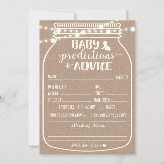 Baby Predictions and Advice Card (Front)