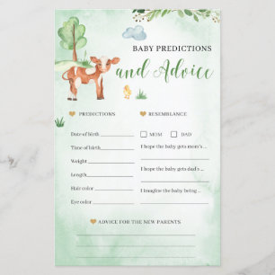 Baby predictions and advice card Baby Shower game