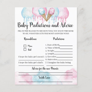 Baby predictions and advice ice cream party game.