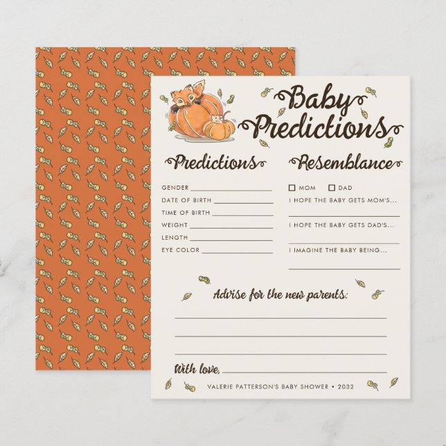 Baby Predictions Autumn Baby Shower Game (Front/Back)