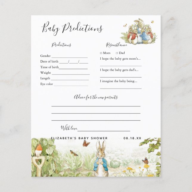 Baby Predictions | Baby Shower Game (Front)