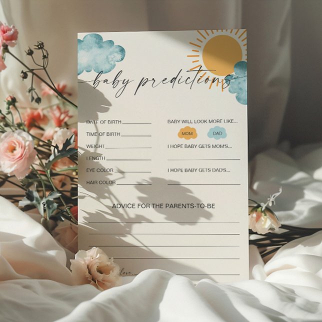 Baby Predictions Baby Shower Game Card (Creator Uploaded)