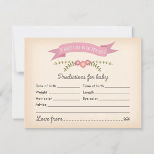 Baby Predictions - Baby Shower Game Card