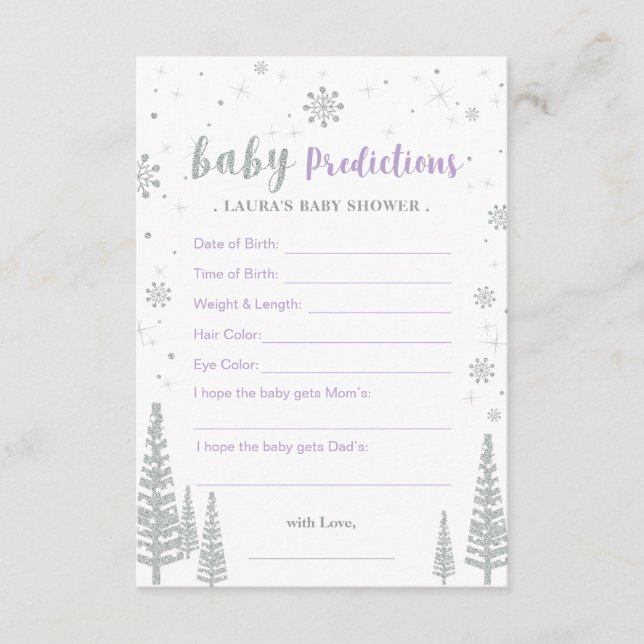 Baby Predictions Card - Winter Baby Shower Game (Front)