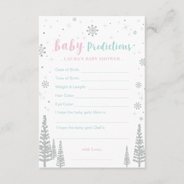 Baby Predictions Card - Winter Baby Shower Game (Front)