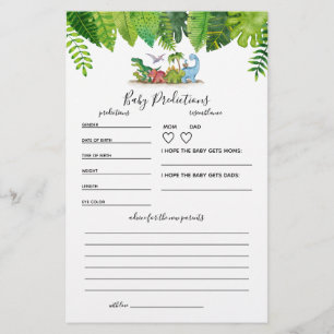 Baby Predictions Dinosaur Baby Shower Game