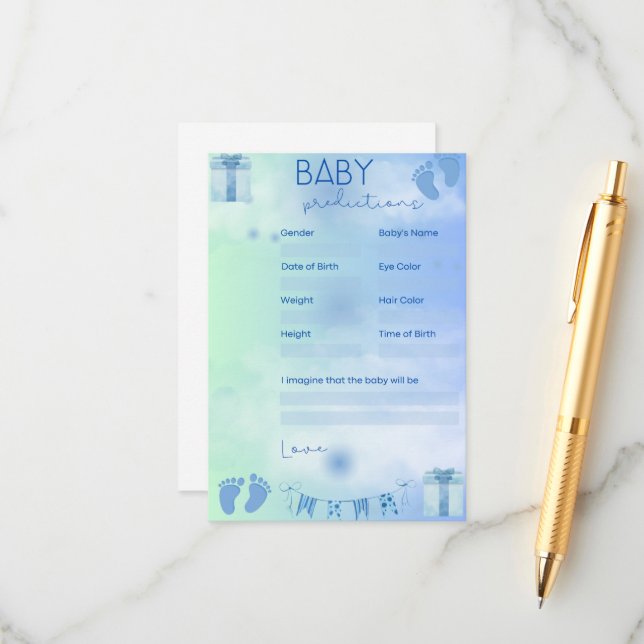 Baby Predictions Enclosure Card (Front/Back In Situ)