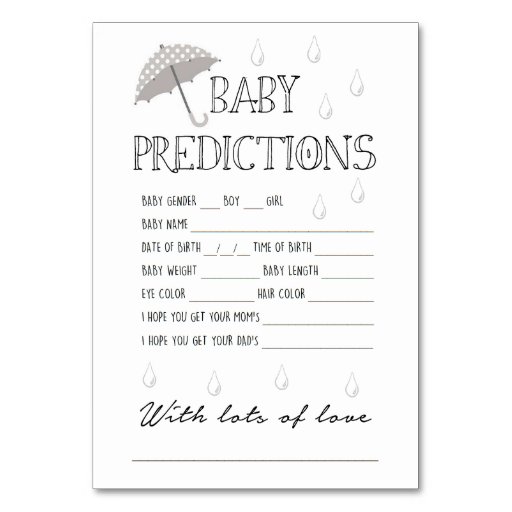 Image of Baby Predictions Game for Baby Shower Table Number