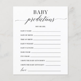 Baby Predictions Minimalist Baby Shower Game
