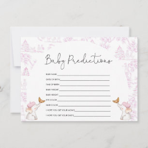 Baby Predictions Pink Toile Baby Shower Game Invitation