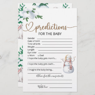 Baby Predictions   Winter Baby Shower Game