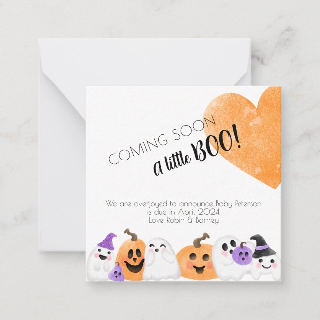 Baby pregnancy announcement Halloween cute pumpkin (Front)