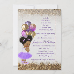 Baby Princess Lavender and Gold Baby Shower Invitation