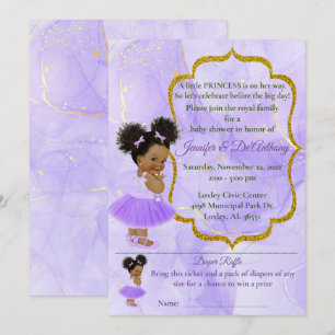 Baby Princess Lavender Marble Baby Shower Invitation