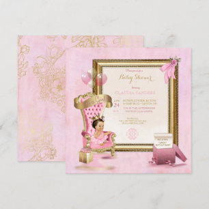 Baby Princess Tutu Crown Gold Pink Royal Invitation