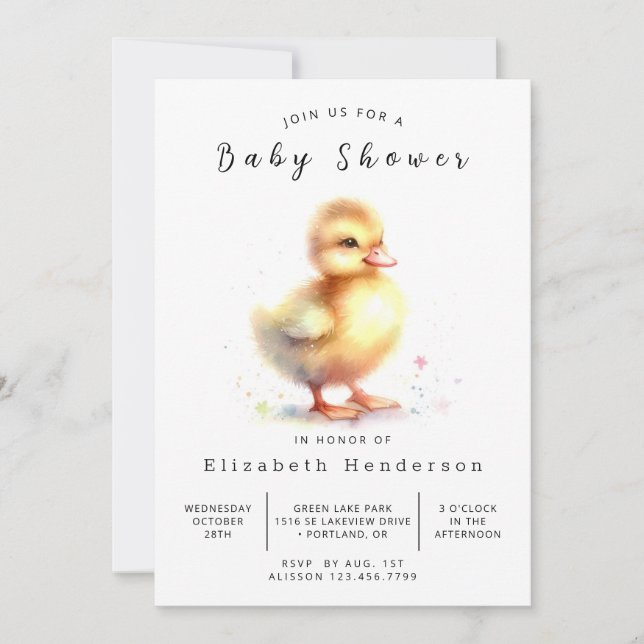 Baby Printable Duck Baby Shower Invitation (Front)
