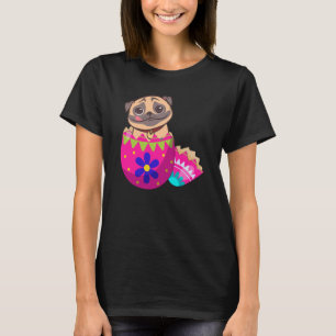 Baby Pug Dog Hatching From Easter Egg Easter Day T-Shirt