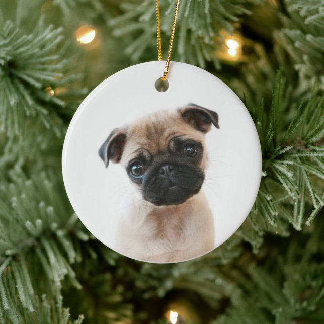 Baby Pug Portrait Ceramic Tree Decoration (Tree)