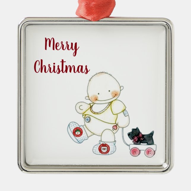 ***BABY PULLS WAGON*** CHRISTMAS ORNAMENT (Front)