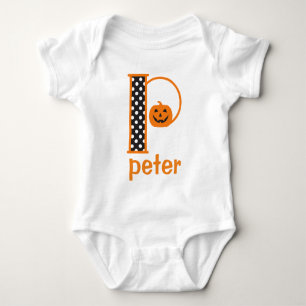 Baby Pumpkin Bodysuit Halloween Monogram Initial P