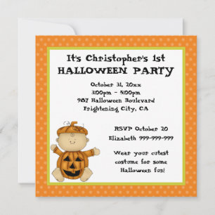 Baby Pumpkin Kid First Halloween Party Invitation