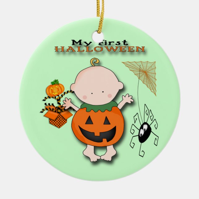 Baby Pumpkin My 1st Halloween Round Ornament (Front)
