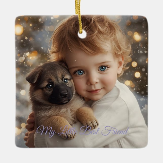 Baby & Puppy Christmas Magic Ornament (Front)