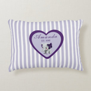 Baby Purple and White Name Elephant Decorative Cushion