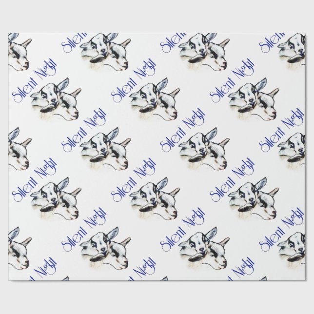 Baby Pygmy Goats Silent Night Christmas Wrapping Paper (Seam)