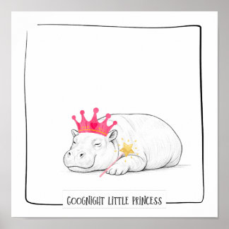 Baby Pygmy Hippo Princess Poster