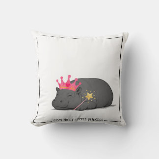 Baby Pygmy Hippo Princess Throw Pillow