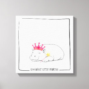 Baby Pygmy Hippo Princess -Wall Art Canvas Print