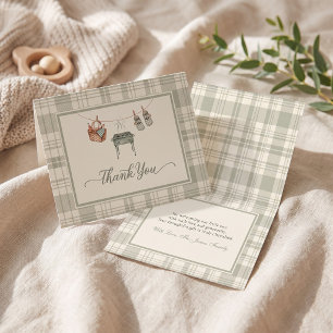 Baby Q Appreciation Plaid Grill Clothesline Shoes Thank You Card