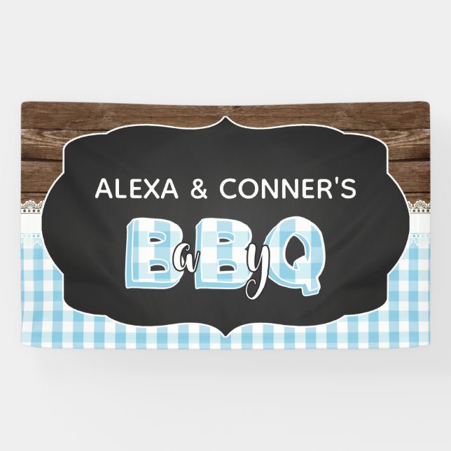 Baby Q Baby Shower Banner - Baby Blue (Horizontal)