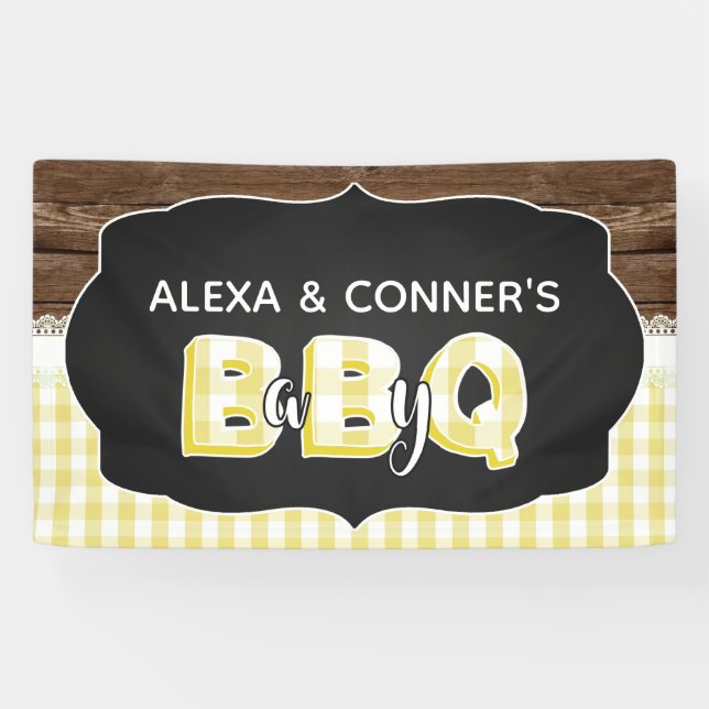 Baby Q Baby Shower Banner - Yellow (Horizontal)