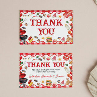 Baby Q Baby Shower BBQ Cookout Thank You Card