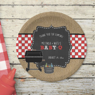 Baby Q baby shower decor, backyard bbq Paper Plate