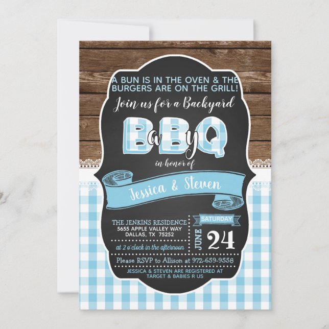 Baby Q Baby Shower Invitation for Boy - Baby Blue (Front)