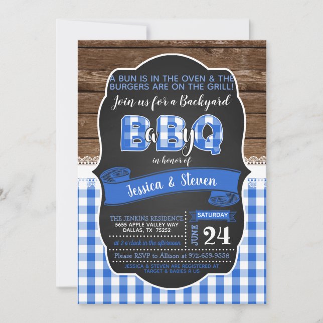 Baby Q Baby Shower Invitation for Boy - Blue (Front)